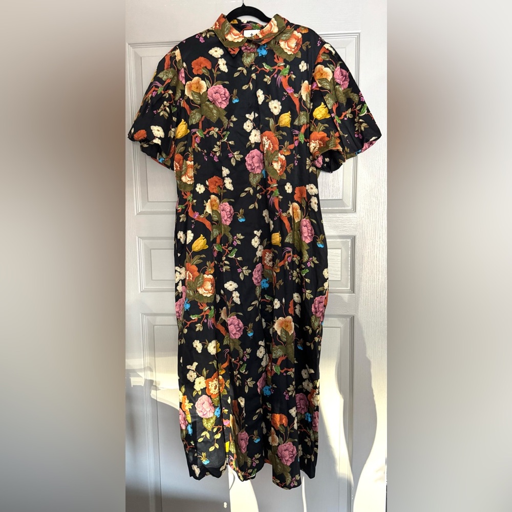 Tuckernuck| Baroque Floral Delaney Short Puff Sleeve Maxi Dress Size XXL - Picture 2 of 9